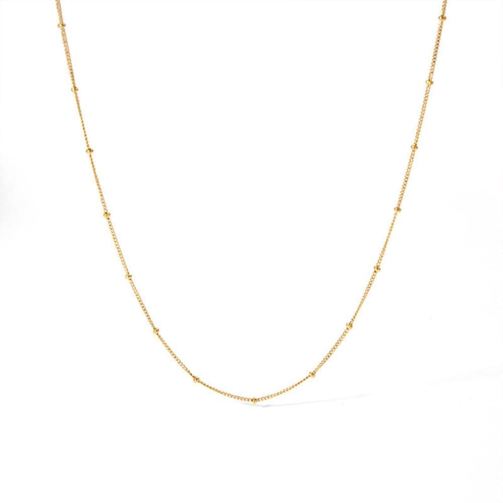 Aaishwarya 18K Gold Plated Waterproof 2mm Thin Small Dotted Chain Necklace for Women and Girls | Long Lasting Stainless Steel, Anti Tarnish | Dainty Minimalist Gift Jewelry | Everyday Stackable Chains
