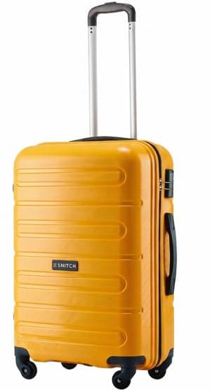 SNITCH Loop Medium Size Yellow Polypropylene Hard Travel Suitcase - Suitcase Medium Size & Luggage with 4 Wheels, Secure Lock & Free Shoe Bag