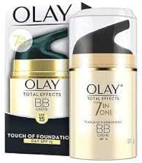 Olay Lotion Total Effects 7 in 1 Anti-Ageing Face Moisturizer, Vitamin B3 & E | Reduces Wrinkles, Evens Tone, Hydrates Skin (50g, BB spf 15)