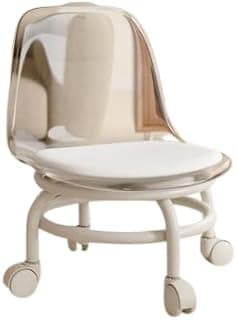 Low Accent Chair with Transparent Backrest, Soft Rebound Sponge Seat, Universal Mute Pulleys, 45CM Height