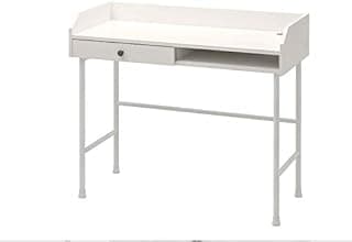Ikea HAUGA Desk Made Of Particle Board and Powder Coated Steel Metal Finish |White|100x84 cm (39 3/8x33 1/8")