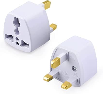 KAVANA (2 pcs) Type G UK Adaptor for Indian Pins Works in Countries Like UK/London,Scotland,Wales,Hong Kong,UAE,Singapore,Dubai,Ireland etc, Universal Travel Adaptor Power Plug