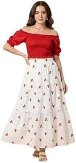 Generic Floral Western Skirt – Women & Girls, Soft Breathable Crepe,Ankle-LengthStylish Casual__