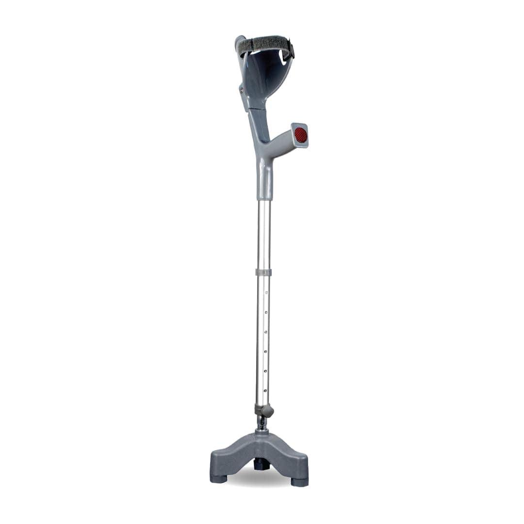Vissco Astra Max Elbow Crutch with Tripod Base, Fixed Handle, Lightweight and Adjustable Height Walking Aid for Men and Women, Anti-Slip 3 Leg Base for Stability (1 Piece, Grey)