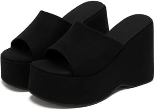 Women’s Platform Wedge Heels | Open Toe Slip-On Suede Sandal | Comfortable Lightweight Summer Slide for Casual, Party & Travel 5009-5117-5126-5128