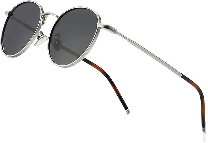 Black Jones Ponderable UV Protection Coating Round UV Protected Sunglasses for Men and Women Classic Vintage Metal Sun Glasses, Medium