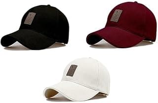 Generic rytoria Combo 3 Pcs Cap for Men and Women Unisex Cotton Caps Adjustable Strap Free Size Summer Sports Cricket Gym Dance