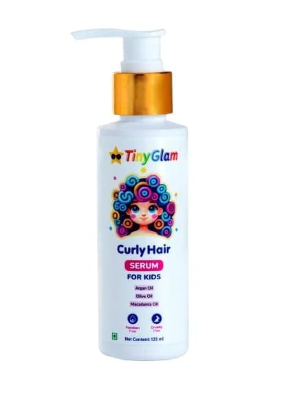 TinyGlam Kids Curly Hair Serum for Boys & Girls (4–16 Years) | Controls Frizz & Nourishes Dry, Wavy & Curly Hair | Non-Sticky Formula | Sulfate & Paraben Free | Vegan & Cruelty-Free | 125 ml