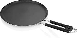 Cast Iron Dosa Tawa for Gas Stove | Flat Roti Tawa with Cool Touch Handle | Heavy Duty Iron Pan for Dosa, Chapati, Paratha, Uttapam | Non-Stick Coating | Durable & Easy to Clean Cookware