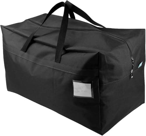 100L Large Size Ornament Water Resistant Travle Duffel Tote Storage Bags with Carry Handles, (Black, Pack of 5)