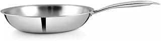 Pigeon Elite Stainless Steel Triply Fry Pan 26 cm, Gas Stove and Induction Compatible for Fast Cooking and Longer Heat Retention, Along with Even Heat Distribution- Silver