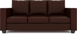 Pepperfry Sofa | Sato | Sofa Set | Color: Texas Brown | Sofas for Living Room | Living Room Furniture, Leatherette, Solid Wood (3 Seater)