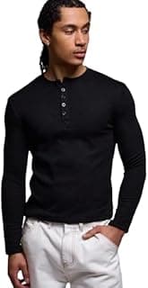 The Modern Soul Men's Waffle Knit Henley Half Sleeve Tshirt for Men