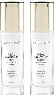 SWISS BEAUTY Real Makeup Base Highlighting Primer| Skin-Hydrating Poreless Primer With Natural Glow Finish For Face Makeup |Shade - Golden-Tint, 32Ml (Pack of 2)