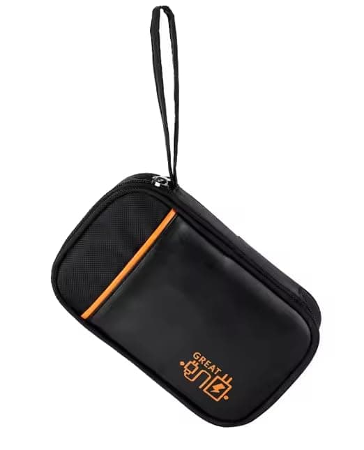WildHorn PU Electronic Organizer Pouch for Travel | Gadget Storage Case with Mesh Pockets & Front Phone Pocket | Compact Zip Organizer for Power Bank, Charger, Cables & Accessories (Black)