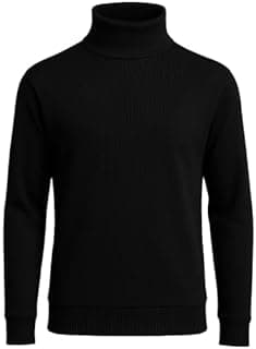FUNK ORBIT Classic Men’s Cotton Blend Turtleneck Sweater Black Color | Long Sleeve Pullover Winter Wear for Men | High Neck Warm Sweater for Office, Casual & Outdoor Use