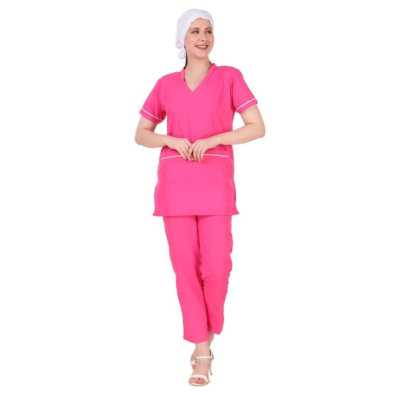 Epicure Wears Uniforms Unisex Women's | Men Polyster Scrub Suit - Ideal for Doctors, Dentists and Healthcare Professionals (Dark Pink_XXL)