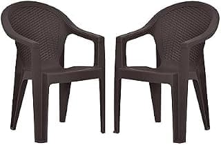 Nilkamal Exotica Plastic Chair for Home/Office/Study/Garden/Balcony/Indoor & Outdoor - Set of 2 Pcs Chair (Brown)