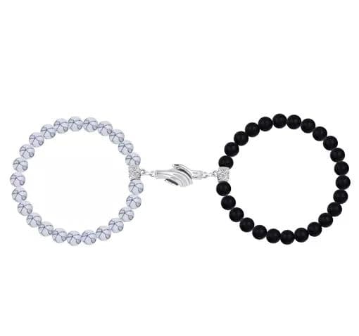 MEENAZ Couple bracelets for girls boys boyfriend girlfriend propose proposal Heart Magnetic Stainless Steel Bracelets Chain for Men Women Valentine's Day couple gifts lovers couples friendship 287