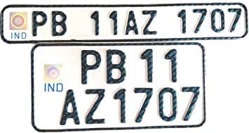 IND Accessories Costomized Fancy Bike Plate | Die Pressed Aluminium Number Plate for Old Bike with Text/Number Embossed/Printed (Size Back 20X10 CMR - Front 28.5x4.5 cm,) One Set (White)