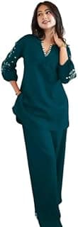 piludi Women Solid Rayon Co-Ord Set | Kurti Style Top with Pant | Casual & Office Wear Two Piece Outfit