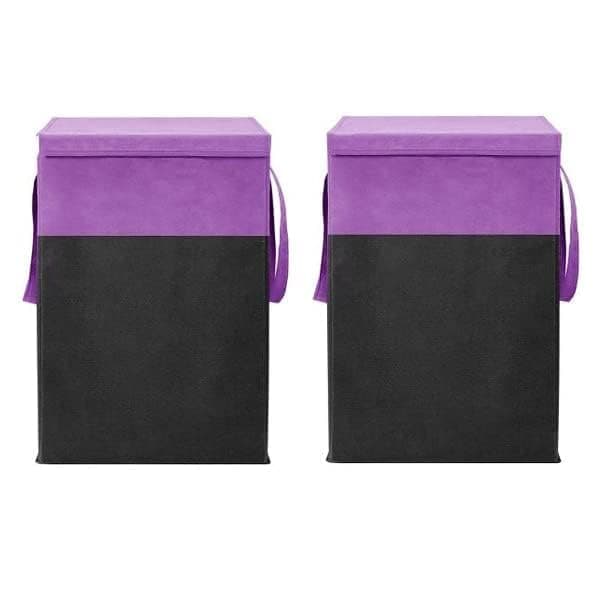 Ink Craft 75L Large Laundry Basket with Lid – Foldable Dirty Clothes Hamper & Cloth Storage Bin, Multipurpose Laundry Bag & Clothes Organizer for Bedroom, Bathroom & Home (2, Purple)