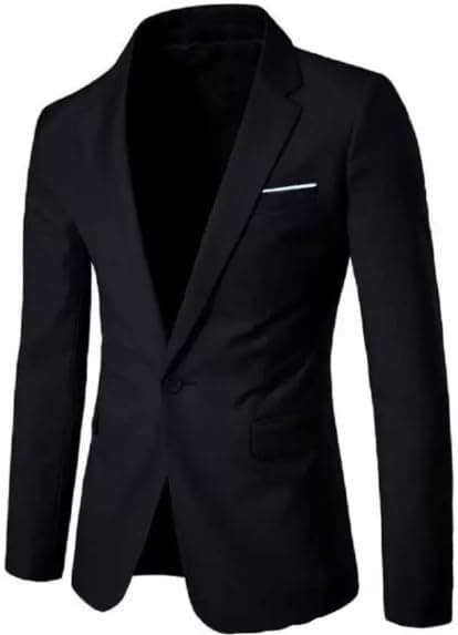 DARBAR IN Men's Classic Slim Fit Blazer, Single Breasted, Black, Formal and Casual Wear