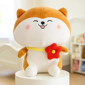CHIRKUT Cat Flower Plush Soft Toy Cute Kids Animal Home Decor Boys/Girls Stuffed Animal with Flower, Orange and White, Soft Cushion (Flower CAT)