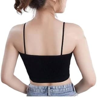 DAVINA FASHIONS Women's Cropped Cami Bralette, Spaghetti Straps, Casual Wear Free Size (26 to 34 Bust-Size)
