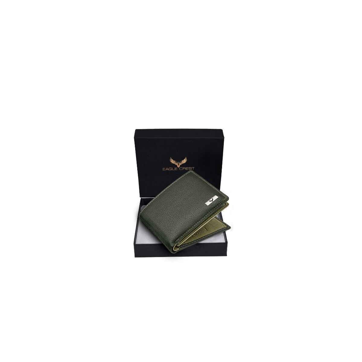 EAGLE CREST Kolt Olive Green/Light Grey Leather Wallet for Men