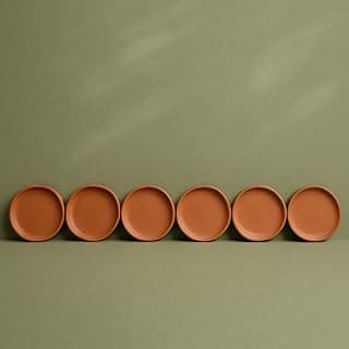 THE HANDICRAFTIAN Terracotta Wall Plate Set, 8-Inch Diameter Artistic Handcrafted Décor Plate – Rustic & Bohemian Style – Aesthetic & Cultural Wall Art - Set of 6