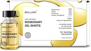 Brillare 20% Rosemary Oil Shots For Rapid Hair Growth | Improves Thickness | Controls Hair Fall & Nourishes Scalp | 100% Natural, Non Greasy Hair Oil Shots For Men & Women