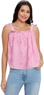 Zink London Women's Pink Printed Straight Top