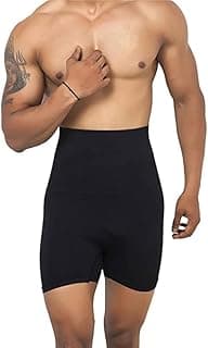 KROYWEN Modal Men Tummy Control Seamless Shorts High Waist Slimming Underwear Body Shaper Belly Girdle Boxer Stomach Fitness for Exercise & Workout Briefs Black, Free Size