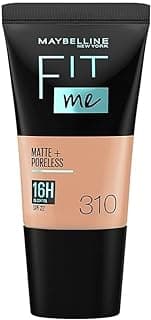 Maybelline New York Liquid Foundation, Matte & Poreless, Full Coverage Blendable Normal to Oily Skin, Fit Me, 310 Sun Beige, 18ml