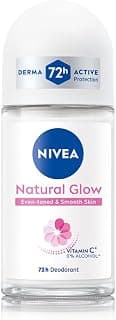 NIVEA Natural Glow Smooth Skin Deodorant Underarm Roll On For Women|Vitamin C,Vitamin E,Avocado Oil And Licorice Extract|72 H Even Toned,Smooth & Bright Underarms|0% Alcohol And Dermat Approved|50 Ml