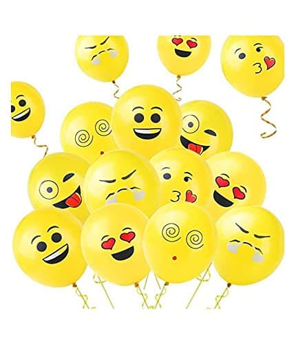 HK balloons Yellow Emoji Smiley Face Expression Latex balloons Perfect for kids birthday Decorations return gifts item Smiley Face Expression Balloon (Yellow Pack of 30)