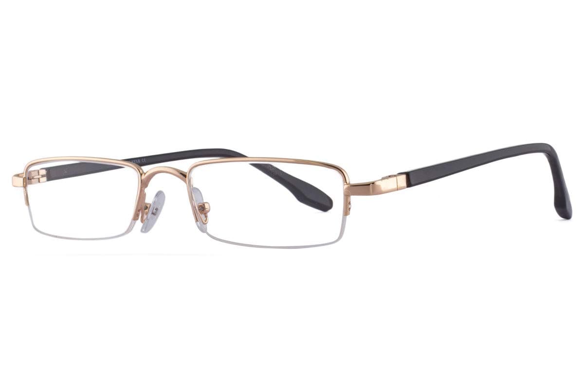 VisionsIndia Unisex Rectangle Half Rim Power Reading Glasses (+3.00, Gold, 9060)