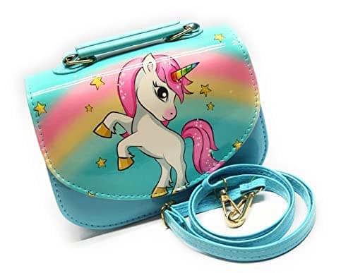 TERA 13 Unicorn Sling Bag for Kids Girls, Shoulder Bag, Hand Bag, Purse with Adjustable Strap, Magnetic Closure, Birthday Return Gifts (1 Pcs, 18x14x6 cm)