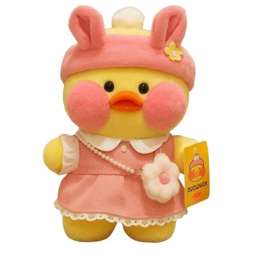 SCOOBA lalafanfan Cafe Girl Duck Adorable Soft Toy Small Design and Color of Bow May Vary Dress (Cafe Girl Mimi)