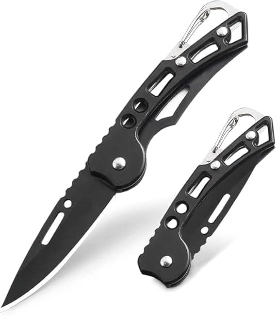 Akshved Foldable Knife (Manual) For Kitchen, Home, Travel and Office Tool Carbon Steel | Multipurpose Carbon Steel Blade for Kitchen (BLACK - KEY CHIAN)