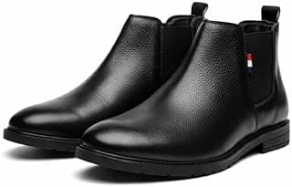 OFRI Chelsea Boots for Men Wrinkle Free Smooth Upper Slip On Ankle Boots, Classic Black Stylish Boots for Casual, Party & Office Outfits