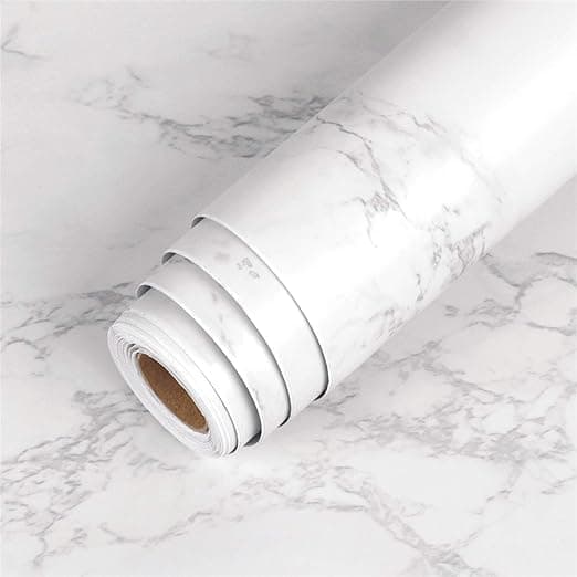 SIA VENDORS® Wood Peel and Stick Wallpaper Natural Contact Paper for Cabinets Self Adhesive Removable Wood Plank Shelf Home Decoration Kitchen Counter Cover Use (12'x25'Inch, Matte White Marble)