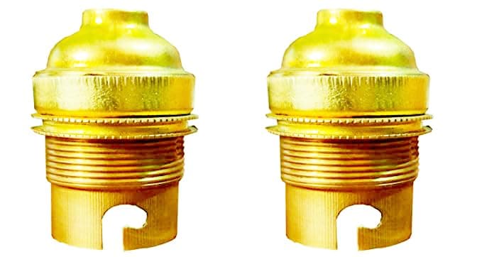 M2 Look Brass Holder for Vintage Light Bulb Holder Screw Type, B22 Golden Ring Type for Table Lamps Lights (Pack of 2)