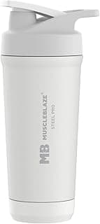 MuscleBlaze Stainless Steel Gym Shaker Pro (White, 700ml)