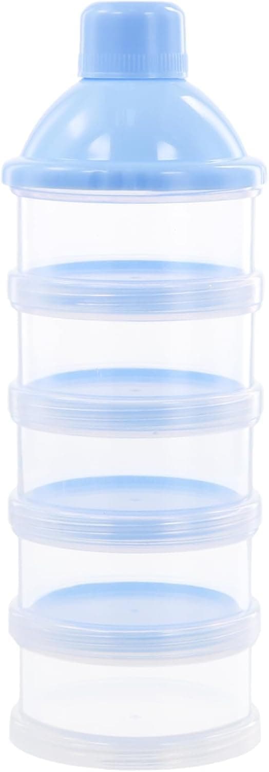 RENESMEE 5-Layer Baby Milk Powder Dispenser - Portable Formula Container with Separate Compartments for Milk, Snacks, and Formula, Travel-Friendly (Blue)