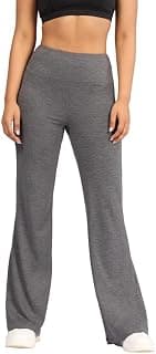 BlissClub AirMelt Flare Pants - Lite | Flared Silhouette | Back Pocket| Weightless Fabric | High Rise Waistband, Regular (for Women Upto 5'4)
