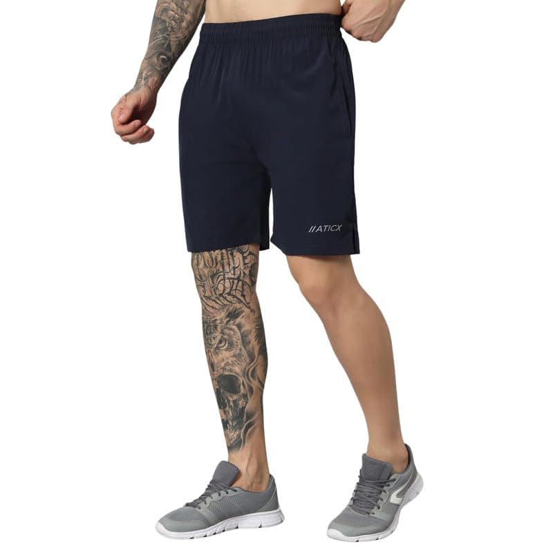 ATICX Polyester Shorts for Men - Quick Dry Lightweight with Zipper Pockets - Gym, Running, Jogging, Training Half Pants for Basketball, Swimming, Badminton, Cycling, Football, Outdoor & Home Wear