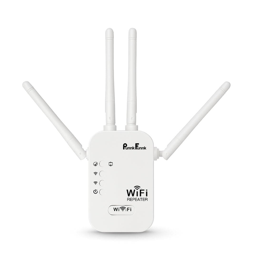 PunnkFunnk WiFi Extender 2.4GHz | 300Mbps Wireless Repeater & Signal Booster | Dual LAN Port, 4 Antennas | Router & Access Point Mode | Easy Setup