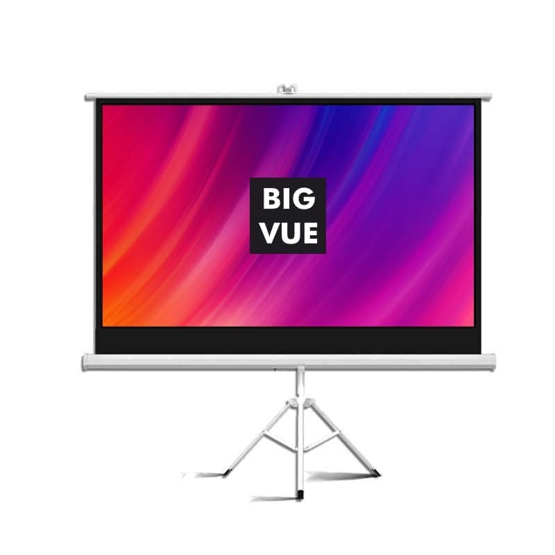 BIG VUE Matte White Fabric Tripod Projector Screen with Stand - Indoor and Outdoor Wrinkle Free Projection Screen for Home, School & Office Presentation (100 Inch, 4:3 Aspect Ratio)